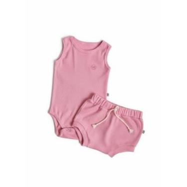 Imagem de Body Bebe Regata Com Shorts Tapa Fralda Canelado-Unissex