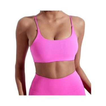 Imagem de Sutiã Esportivo Feminino De Cor Sólida Com Alças Cruzadas Para Yoga, F