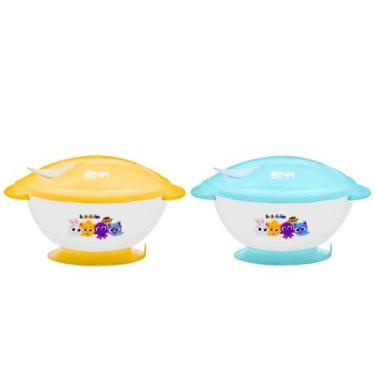 Imagem de Kit 2 Potes Bowl Bolofofos 300ml C/ Tampa e Talher, Ideal para Lanches