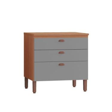 Imagem de Balcão Pequeno Cozinha Positano New 100 MDF 3 Gavetas - MH Móveis, Fre