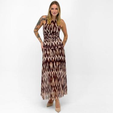 Imagem de Vestido Doce Trama Longo Regata em Tule Estampado Feminino-Feminino