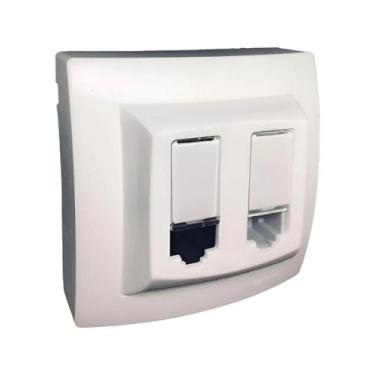 Imagem de Tomada Sobrepor Rj45 + Rj11 Cat6 Branca Pial 675049