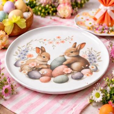 Imagem de Jogo Pratos Sobremesa Bio Doce Ninho Páscoa 21,5cm Kit 12pçs - Genéric