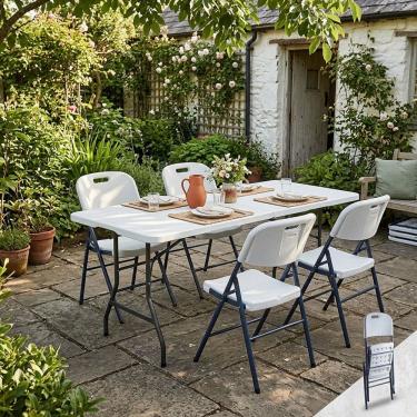 Imagem de Kit 01 Mesa + 04 Cadeiras Portateis Dobraveis Loomber