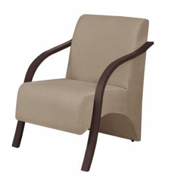 Imagem de Poltrona Vênus 1 Lugar Braço Madeira Dsalla Suede Cappuccino - D SALLA