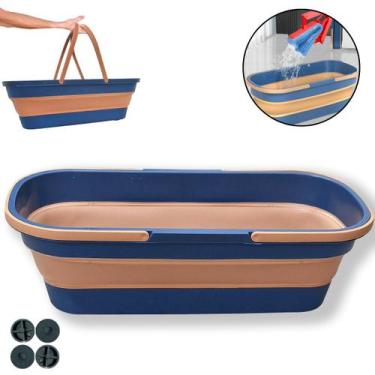 Imagem de Balde Dobrável Retrátil Com Alça E Rodinhas Para Mop Flat - VendasShop