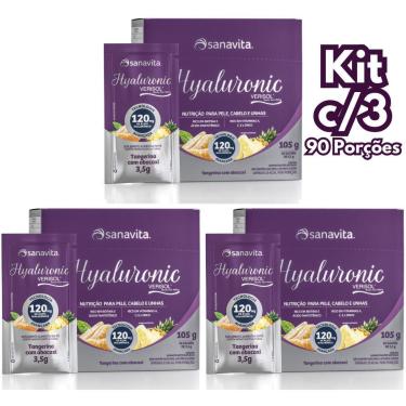 Imagem de Kit 3x Hyaluronic Verisol Sanavita Ácido Hialurônico 120mg com Colágeno Verisol 90 sach...