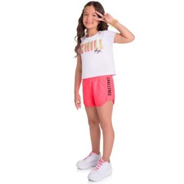Imagem de Short Infantil Menina em Moletom Rosa Neon Tam 2 a 12 - Kyly, 8, Rosa