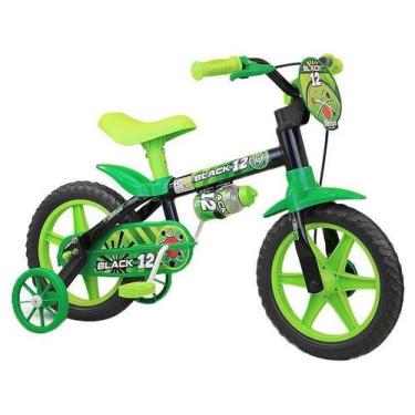 Imagem de Bicicleta Infantil Masc. Preta/Verde NATHOR - Aro 12 - bike p/ + 3 ano