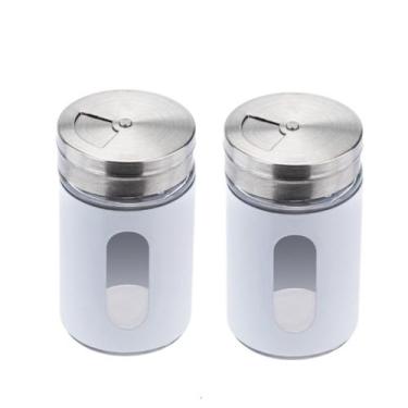 Imagem de Porta Tempero Com Tampa Giratoria e Visor 2 Peças 8cm - E-MALL