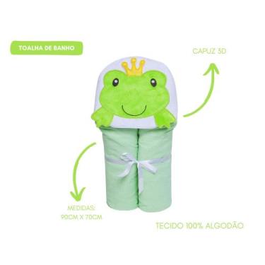 Imagem de Toalha de banho infantil bebê felpuda com capuz 3d-enxoval - papi, SAP