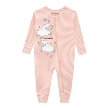 Imagem de Macacão Longo Bebê Menina Listrado Ovelha - Brandili Baby, P