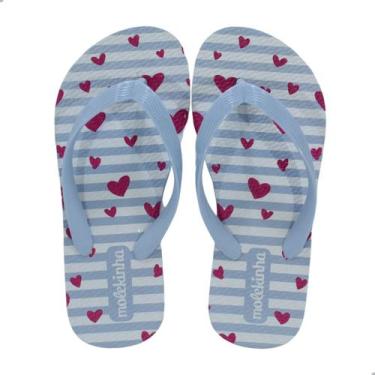 Imagem de Chinelo Menina Infantil Molekinha Azul e Branco, Az, Celeste, Branco, 