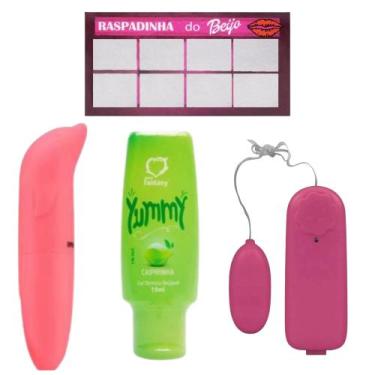 Imagem de Kit 5 Sex Shop Vibrador Golfinho e Bullet  + Yummy Gel Térmico Comestí