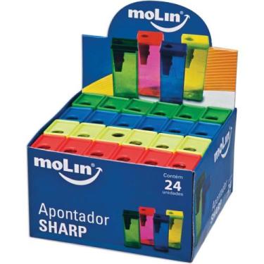 Imagem de Apontador com Deposito SHARP 1 Furo Cores Sortidas CX.C/24 - Molin