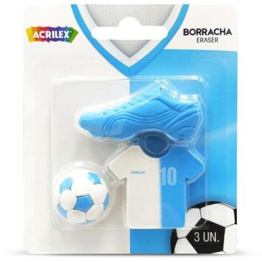 Imagem de Borracha Decorada Futebol AZUL/BRANCO PCT.C/06 - Acrilex