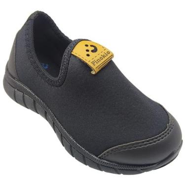Imagem de Tênis Infantil Masculino Escolar Preto Pinókio sem Cadarço, Preto, 34