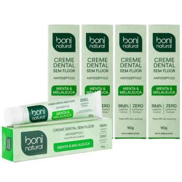 Imagem de Kit 5 Creme Dental Boni Natural Sem Fluor Menta Melaleuca Antisseptico