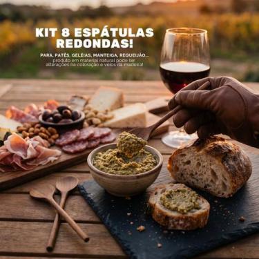 Imagem de Kits Espátulas Redondas de Madeira P/ Patê Geléia Michelon, Kit 8 unid