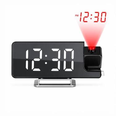 Imagem de Relógio Digital com Projetor de Horas Temperatura Umidade e Alarme - T
