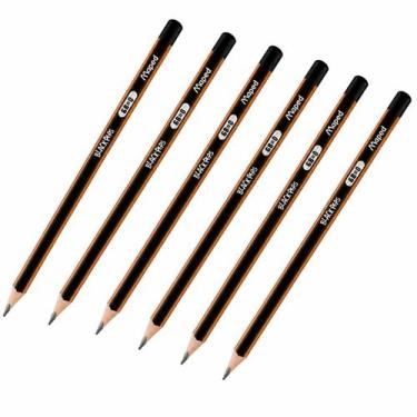 Imagem de Kit com 6 Lápis Preto Maped Black Peps Graduado 6B  Traço Macio e Inte