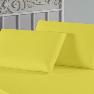 Imagem de Kit Fronhas Nobre 2 Peças 50cm x 70cm Malha 100% Algodão - Amarelo - E