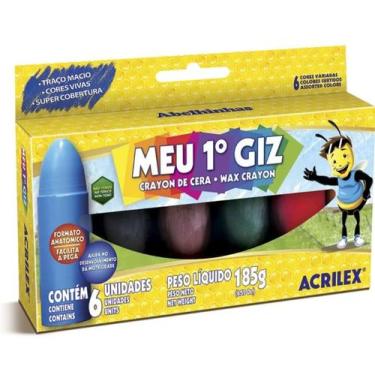 Imagem de Meu Primeiro Giz de Cera - 6 cores - Acrilex -