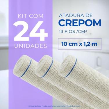 Imagem de Atadura Ortopédica de Crepom Faixa Bandagem Elástica 10cmx1.2m Kit 24 