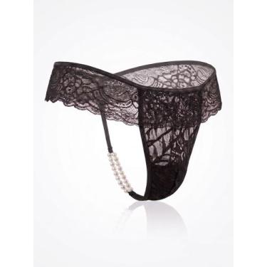 Imagem de Calcinha Masculina De Renda Com Babado E Detalhe Pérolas Conforto Luxo