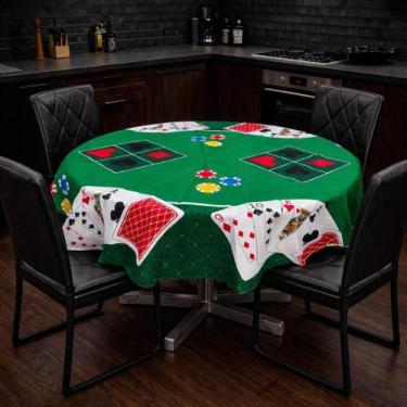 Imagem de Kit 2 Toalhas De Mesa Cassino Cartas Poker Baralho oXford Redonda, Qua