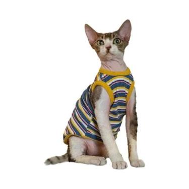 Imagem de Colete Listrado Elástico De Verão Para Gatos Sem Pelos Cor Maillard, R