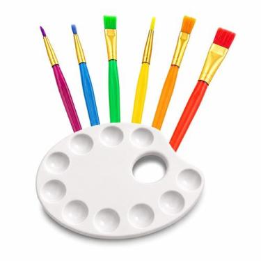 Imagem de Kit Pincéis 6 Pçs Colors Pintura Artística + Godê Oval - Pistache