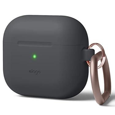 Imagem de elago Capa de silicone compatível com AirPods 3ª geração – compatível com AirPods 3, mosquetão incluído, suporta carregamento sem fio, resistente a choques, proteção total (cinza escuro)