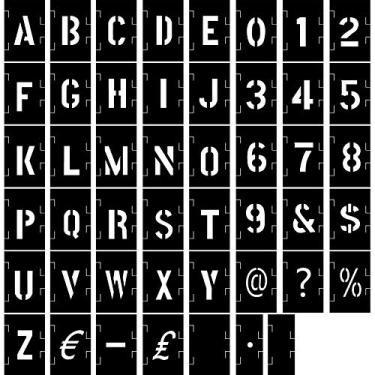 Imagem de 153 peças de estênceis de letras de 2,5 cm, conjunto de estêncil de pintura com símbolos, reutilizáveis, kit de estêncil entrelaçado para pintura em tecido de parede de madeira, projetos de arte faça