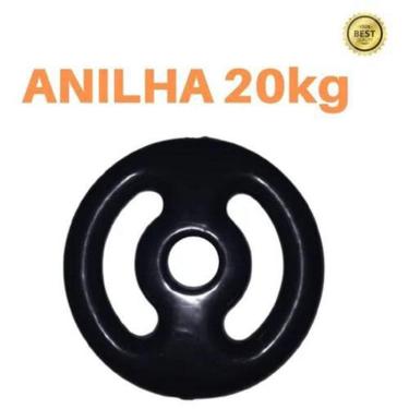 Imagem de Anilha 20Kg Emborrachada Super Premium Preta Academia/Casa