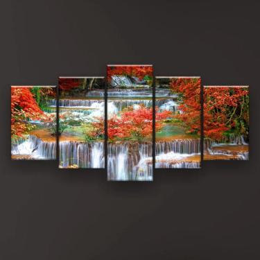 Imagem de Quadro Decorativo Cachoeira Floresta Tropical 129x61 Sala