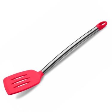 Imagem de Espátula De Silicone Inox Vermelha Utensílios Cozinha 8x35cm