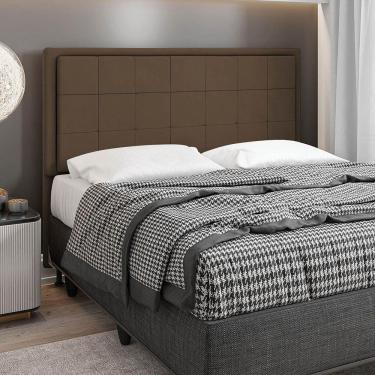 Imagem de Cabeceira Onix Cama Box King 195cm Suede Marrom