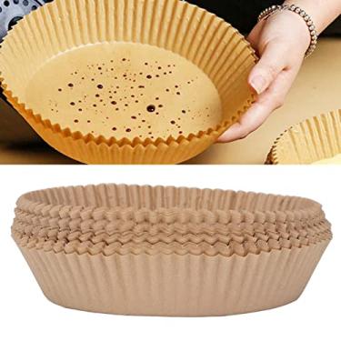 Imagem de papel pergaminho antiaderente para fritadeira de ar descartável,Forro de papel descartável para fritadeira a ar, 100 peças de revestimento de papel alimentício para assar micro-ondas assar