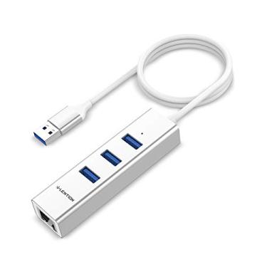 Imagem de LENTION Hub USB 3.0 de 3 portas com adaptador Gigabit Ethernet compatível com MacBook Air/Pro (geração anterior), iMac, Surface, Chromebook, mais laptops tipo A - ultrafino (CB-H23s-0,5M, prata)