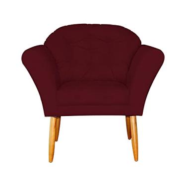Imagem de Poltrona Decorativa Amélia Pés Palito Suede Bordô - DS Estofados
