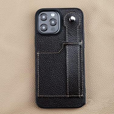 Imagem de Para Iphone13 12 11 XS XR ProMax Pro Mini Capa de Telefone de Couro Nova Primeira Camada Suporte de Couro Fit, Preto, Para iPhone12