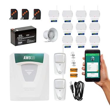 Imagem de Kit Alarme Residencial Wifi Compatec AW3 12 Sensores 3 Controles Bateria Sirene Aplicativo