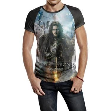 Imagem de Camiseta Raglan Masculina Game Of Trhones Jon Snow Ref:182 - Smoke