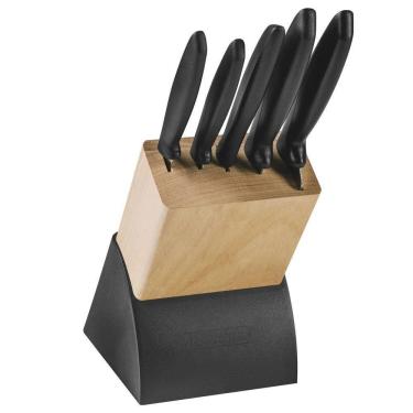 Imagem de Jogo Facas Inox 6 Peças Plenus com Cepo 23498028 Preto