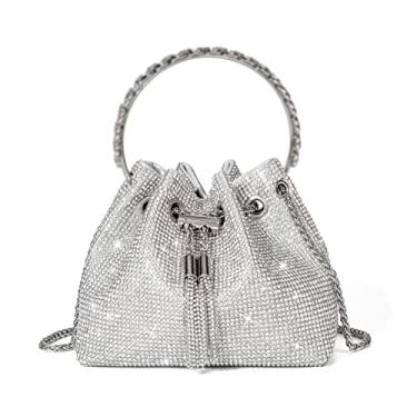 Imagem de Sweetovo Bolsa feminina com strass de cristal cintilante, bolsa tiracolo para festa de casamento e formatura, 1 - Prata
