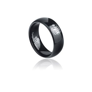 Imagem de Anel de bombeiro de carboneto de tungstênio Friends of Irony 8 mm, aliança de casamento e anel de aniversário, projetado para uso masculino e feminino