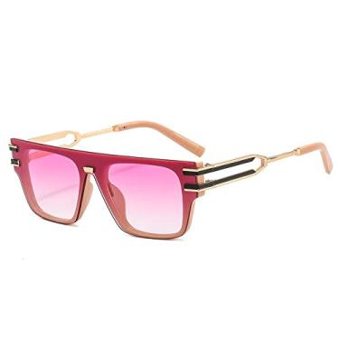 Imagem de Óculos de sol quadrados pequenos exclusivos de uma peça para mulheres moda preto gradiente óculos de sol masculinos liga vintage, rosa roxo, tamanho único