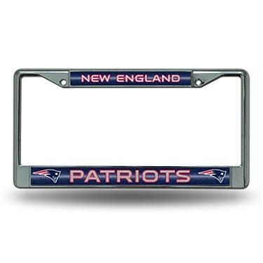 Imagem de Moldura de placa de licença NFL Rico Industries Bling Chrome com acento de brilho, New England Patriots