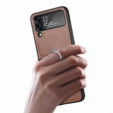 Imagem de Capa antiderrapante para anel de dedo fosco para Samsung Galaxy Z Flip 4 5G Flip4 Flip3 Flip 3 Zflip4 Capa antiderrapante para celular, marrom, para Samsung Z Flip 3